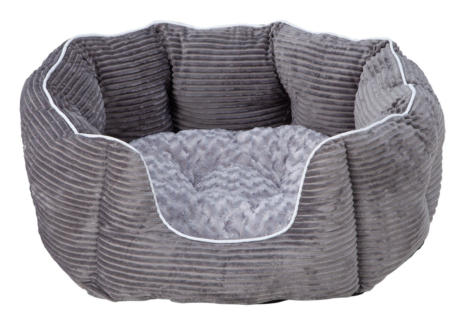 Grey Cord Oval Pet Bed - Medium