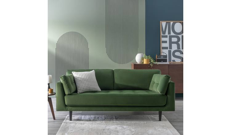 Habitat Kleo Fabric 3 Seater Sofa - Forest Green