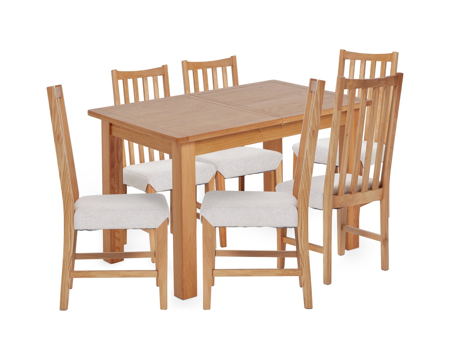 Argos Home Ashwell Wood Veneer Dining Table & 6 Oak Chairs