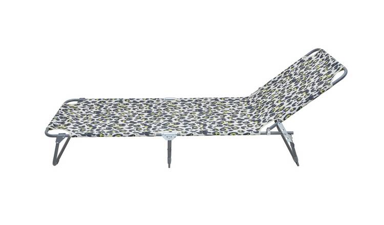 Argos Home Metal Foldable Sun Lounger - Leopard Print