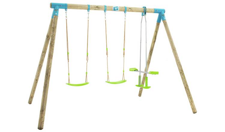 TP Wooden Triple Swing Set and Glider