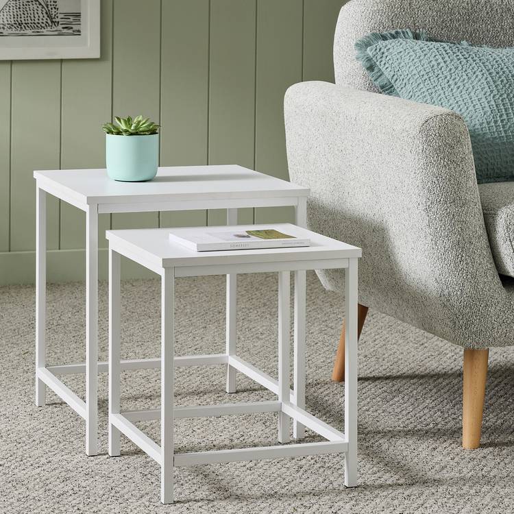Argos Home Toby Nest of 2 Tables - White 0