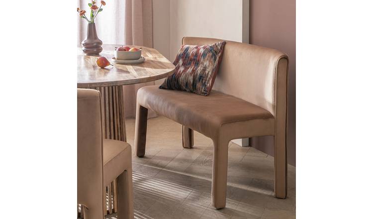 Habitat Bastian Velvet Dining Bench - Natural