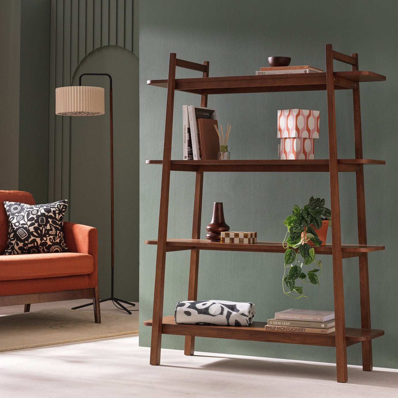 Buy Habitat x Scion Esala Wide Shelving Unit - Walnut | Bookcases