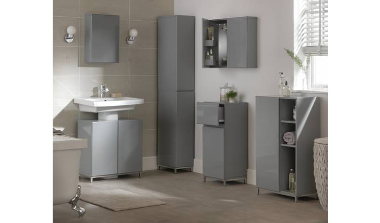 Buy Argos Home Gloss Tallboy Grey Freestanding Bathroom Cabinets Argos