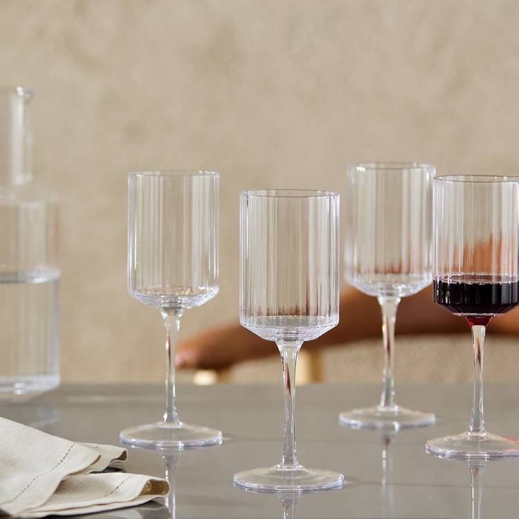 Habitat Wide Ribbed Set of 4 Wine Glass 0