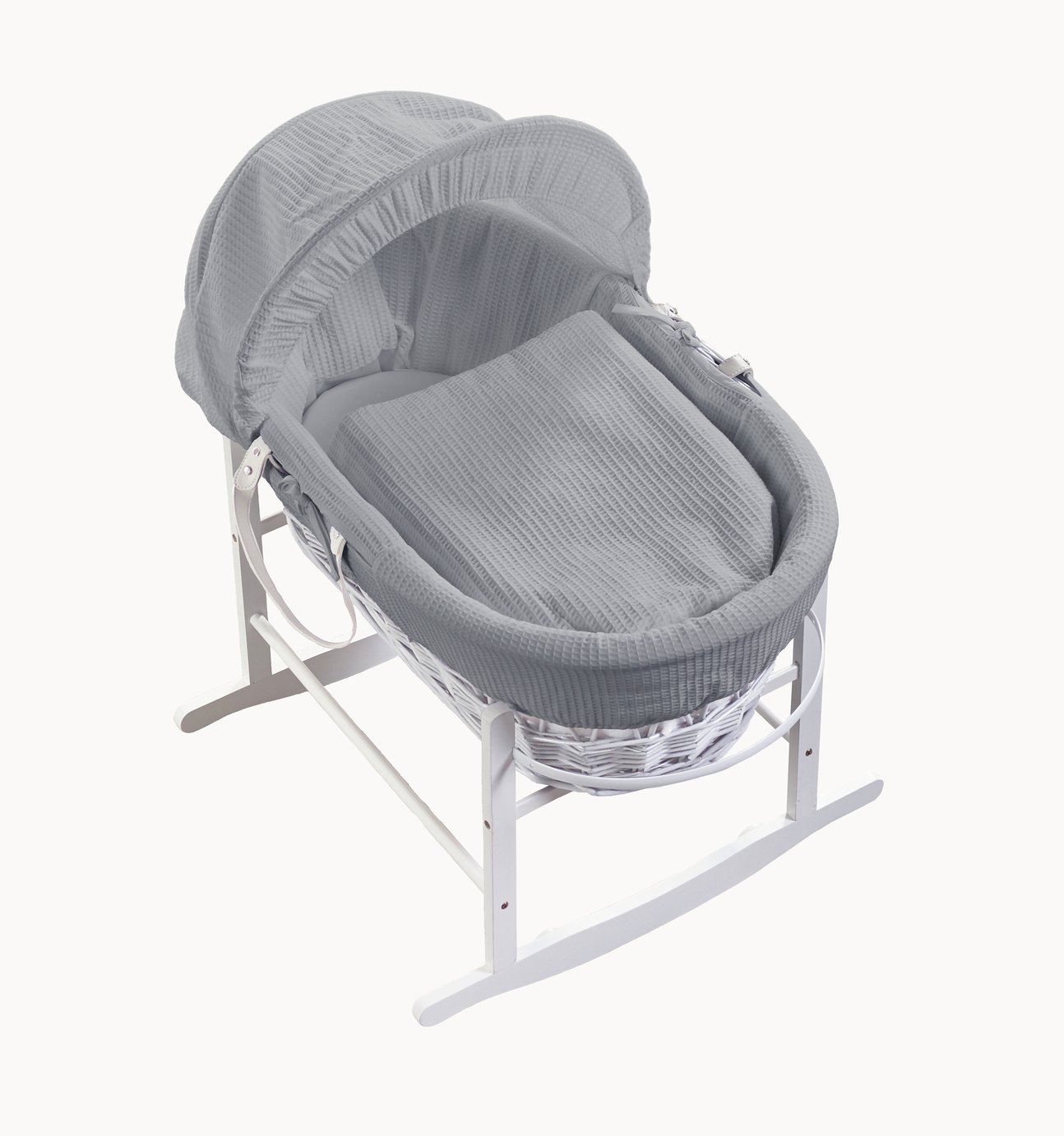 Grey Waffle White Wicker Moses Basket and Rocker Review