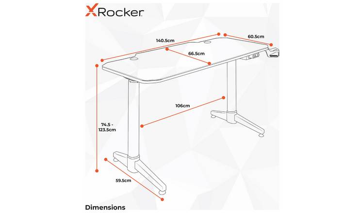 Buy X Rocker Stratos Adjustable Office Desk - Black | Desks | Argos