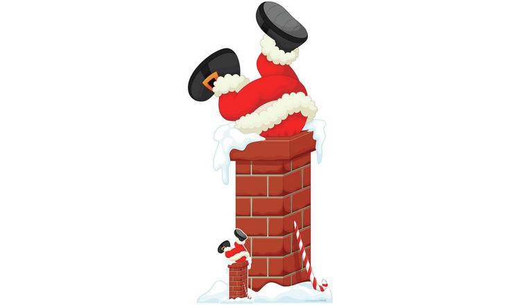 Star Cutouts Santa Stuck In Chimney Cardboard Cutout