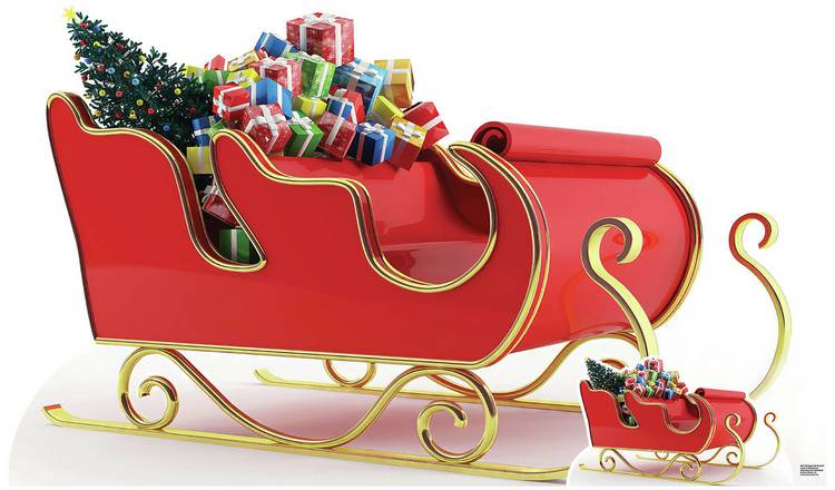 Star Cutouts Santa Sleigh With Presents Cardboard Cutout