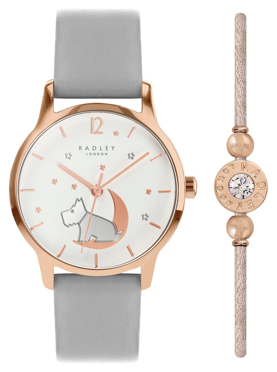 Radley Star Moon Grey Leather Strap Watch & Bracelet Set