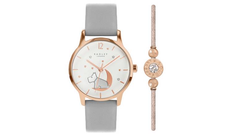 Buy Radley Star Moon Grey Leather Strap Watch Bracelet Set