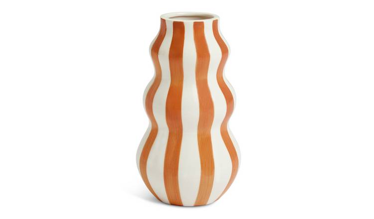 Habitat Hand Painted Stripe Vase - Rust