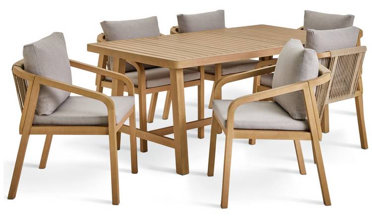 Habitat Hania 6 Seater Wooden Patio Set -  Natural