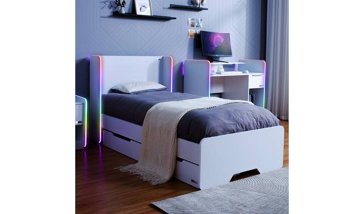 X Rocker Electra Single Gaming Storage Bed Frame - White