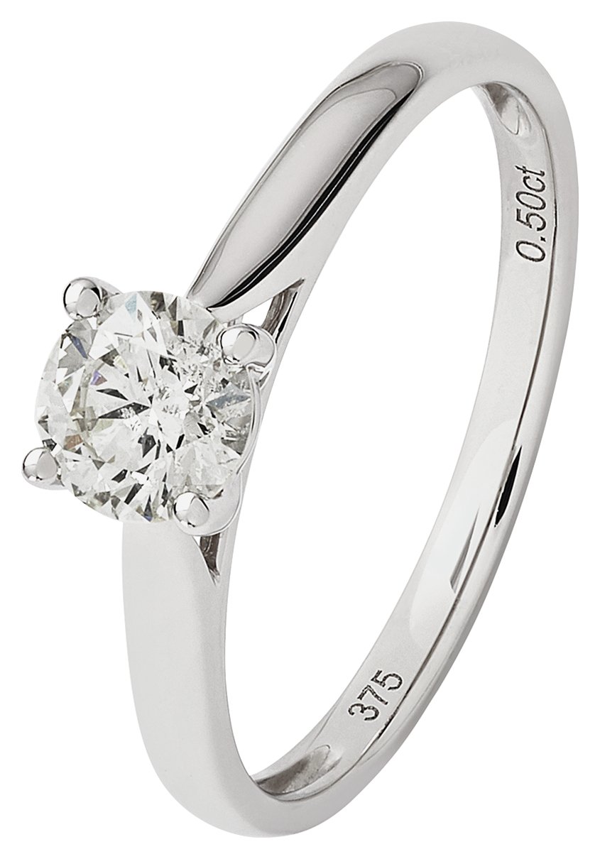 Revere 9ct White Gold 0.50ct  Diamond Engagement Ring - P