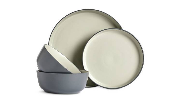 Habitat Two Tone 16 Piece Stoneware Dinner Set