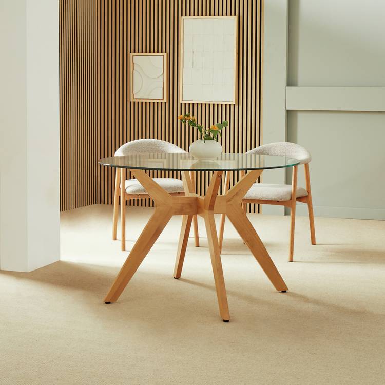 Habitat Zela Glass Natural Dining Table & 4 Natural Chairs 0