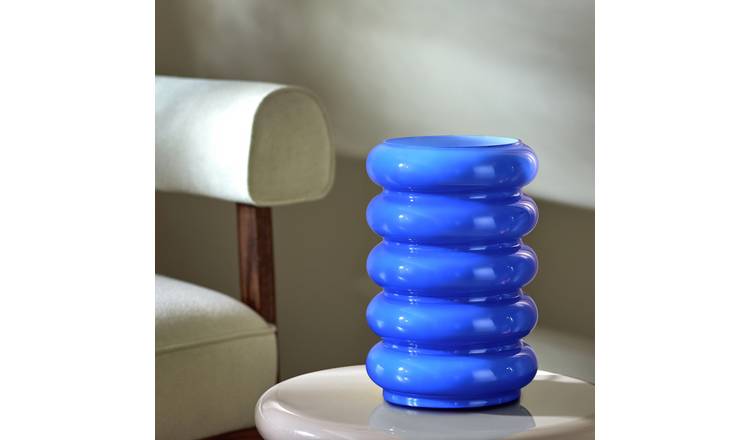 Habitat Billie Ribbed Glass Table Lamp - Blue