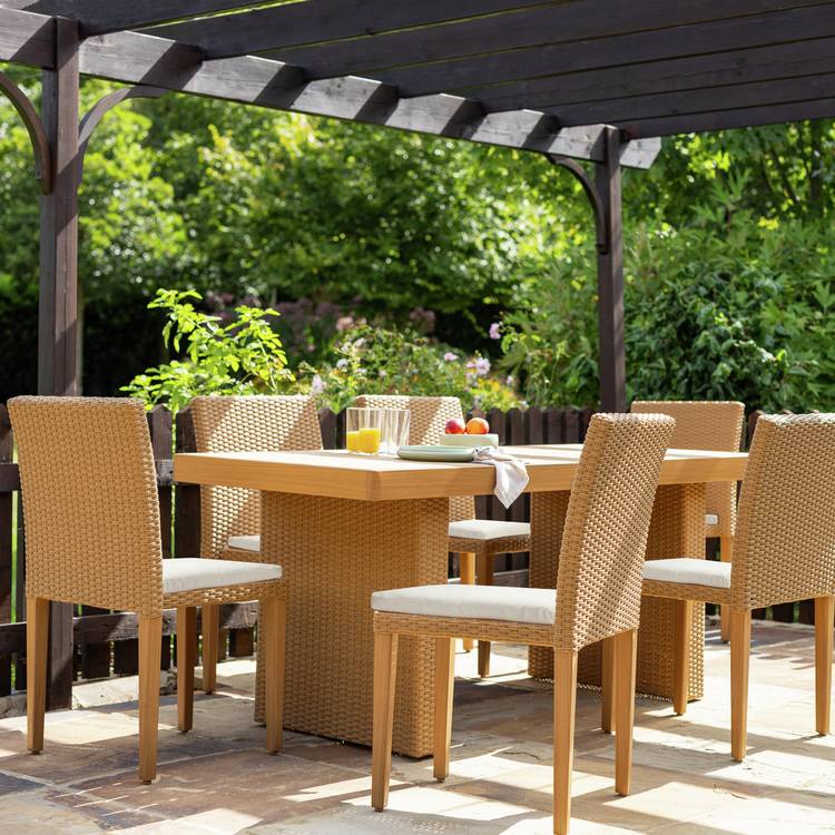 Habitat June 6 Seater Rattan Effect Patio Set - Brown 0