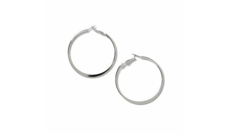 Freedom Silver Knife Edge Hoop Earrings