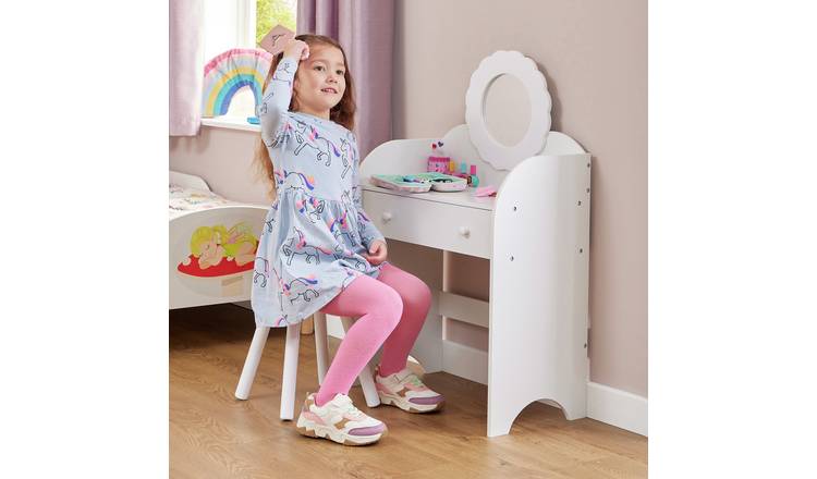 Liberty House Kids mirror Dressing Table And Stool - White