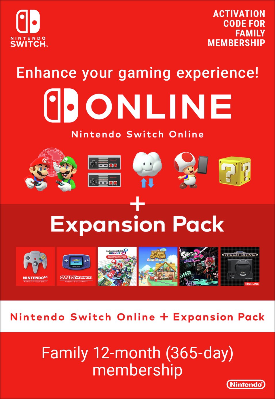 Nintendo Switch Online Family Membership   Expansion Pack