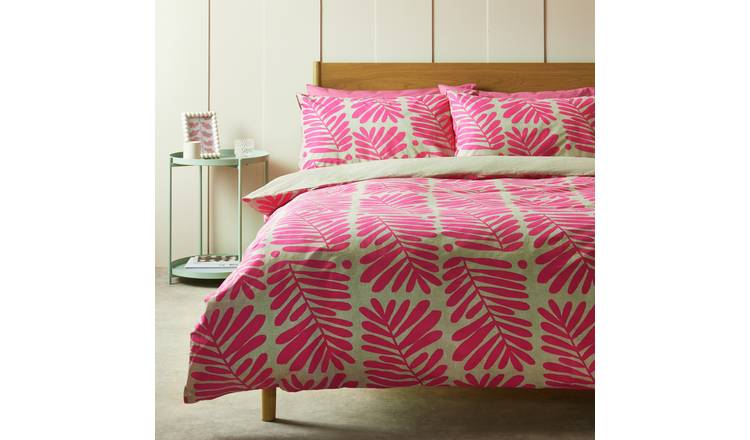 Habitat Cotton Paper Cut Leaf Pink Bedding Set - King size