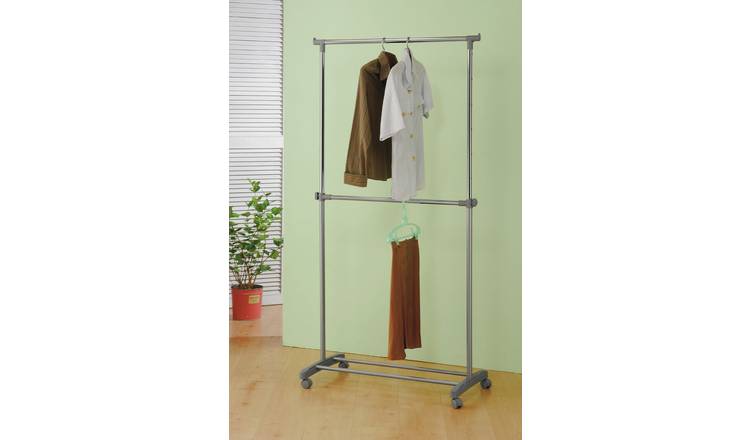 Buy Argos Home Adjustable Chrome 2 Tier Clothes Rail Grey Clothes rails and canvas wardrobes Argos