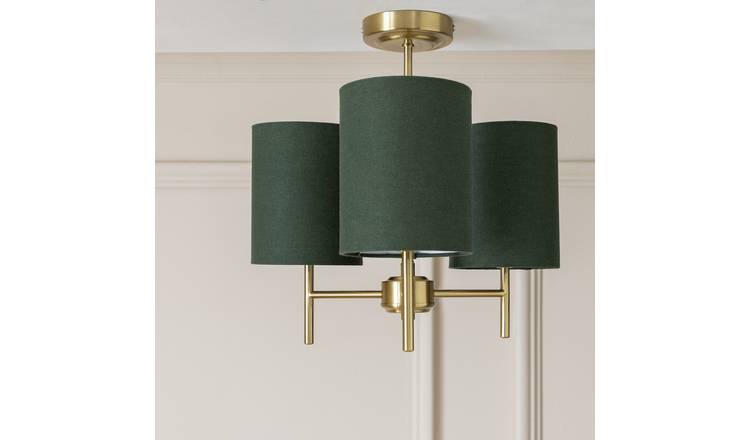 Argos Home Candelabra Steel 3 Light Ceiling Light - Green