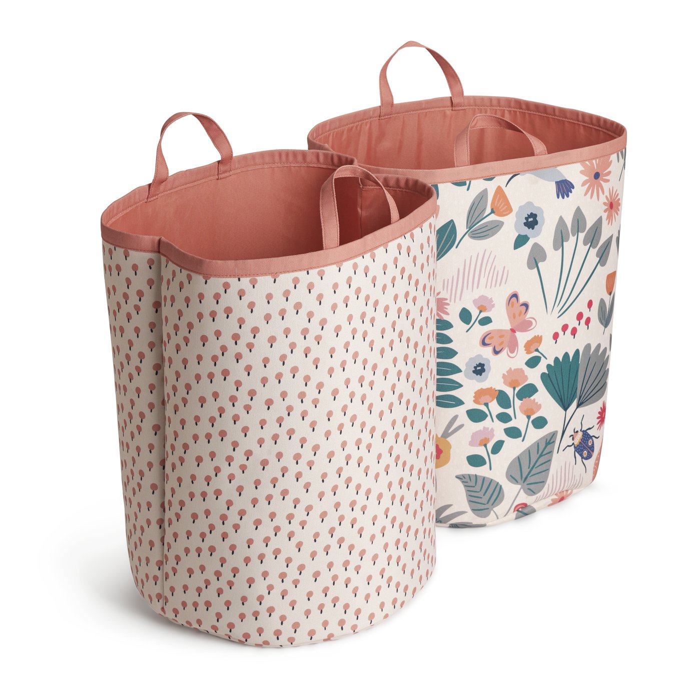 Habitat 124 Litre Floral and Spot Laundry Bag Set - Orange