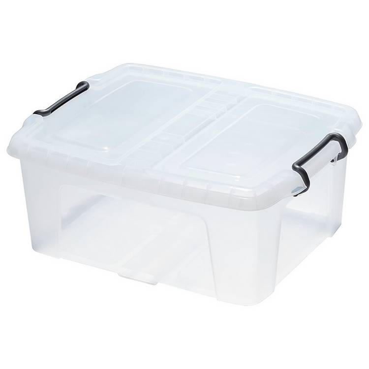 Strata Smart 24L Plastic Storage Boxes with Lid - Clear 0