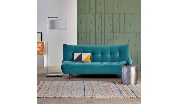 Buy Habitat Kota 3 Seater Velvet Sofa Bed Teal Sofabeds Habitat