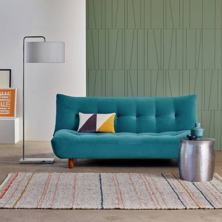 Habitat Kota 3 Seater Velvet Clic Clac Sofa Bed - Teal 0