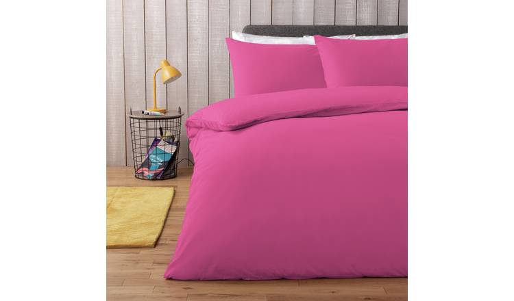 Habitat Polycotton Plain Cerise Bedding Set - Double