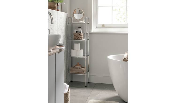 Bathroom corner shelf clearance unit chrome