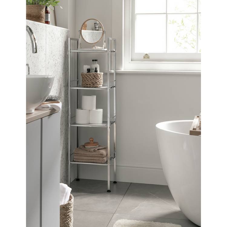 Habitat 4 Tier Bathroom Storage Shelf Unit - Chrome 0