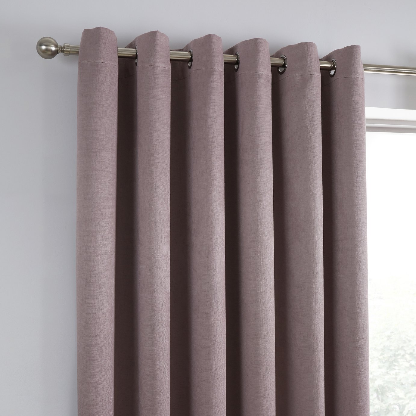 Fusion Strata Dim Out Woven Eyelet Curtains - Blush Pink