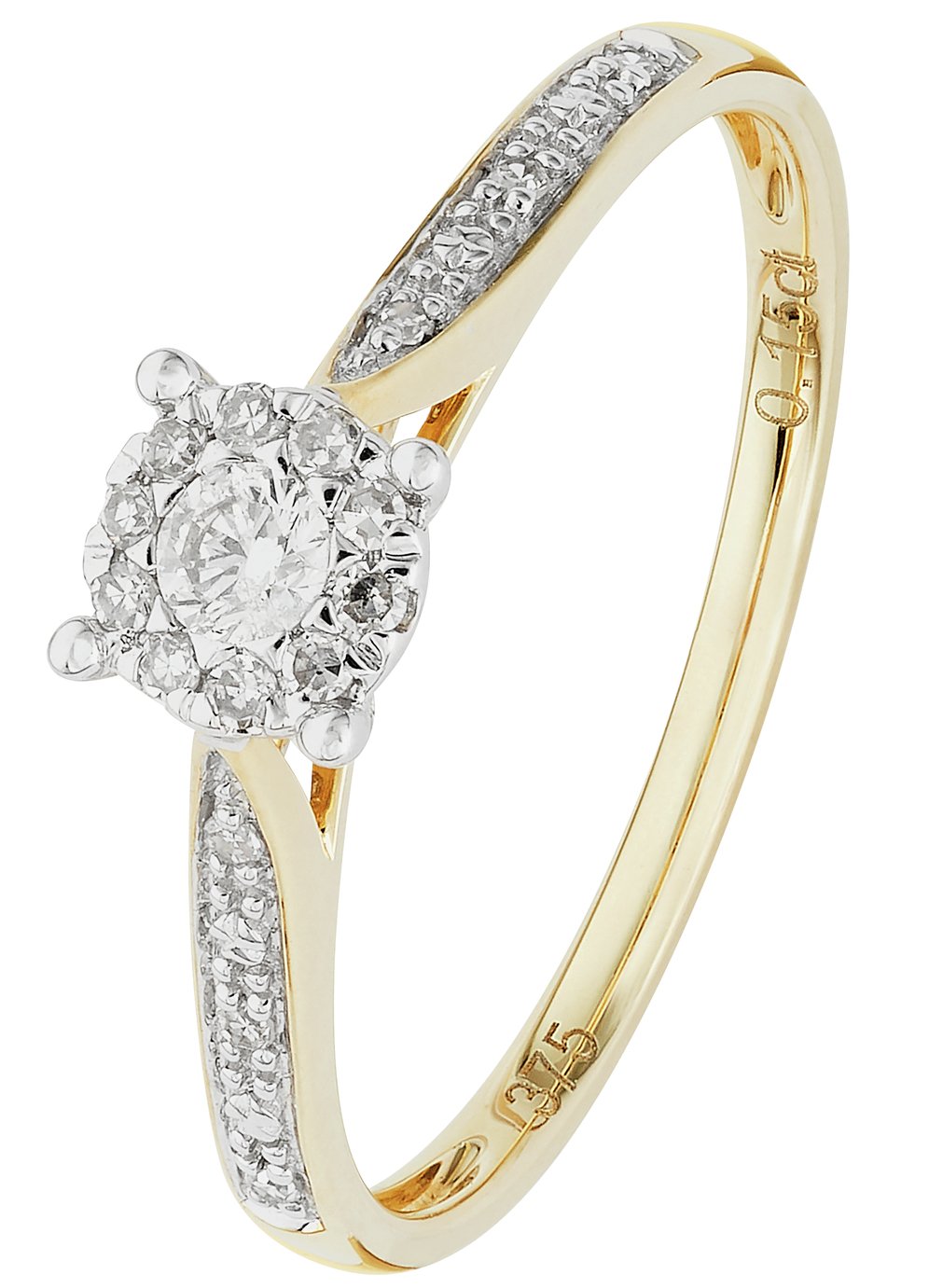 Revere 9ct Gold 0.15ct Diamond Engagement Ring - S