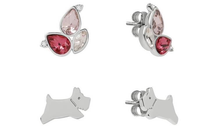 Radley Silver Plated Dog and Petal Earring Set