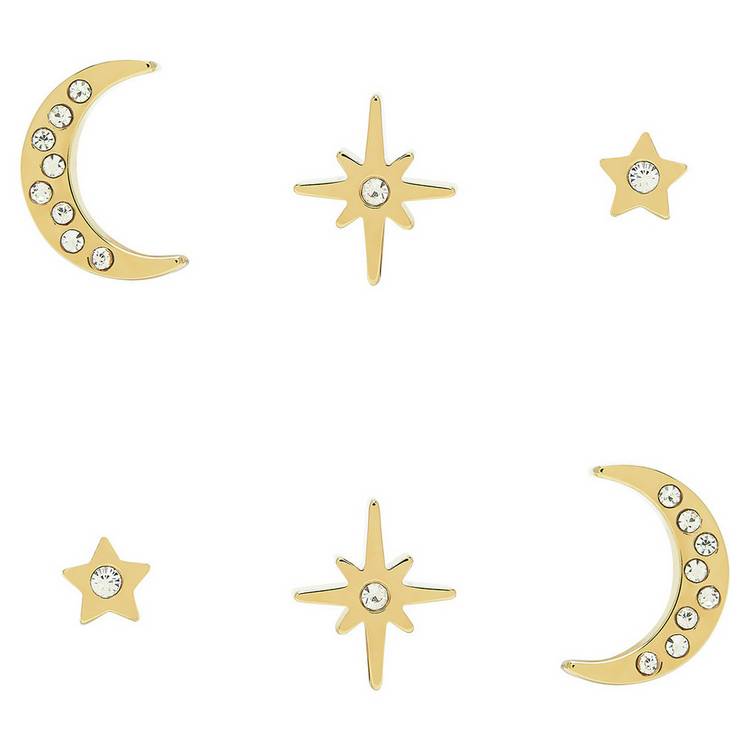Olivia Burton Gold Coloured North Star & Moon Earring Set 0