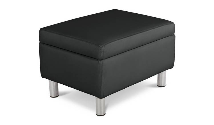 Buy Argos Home Moda Faux Leather Storage Footstool Black