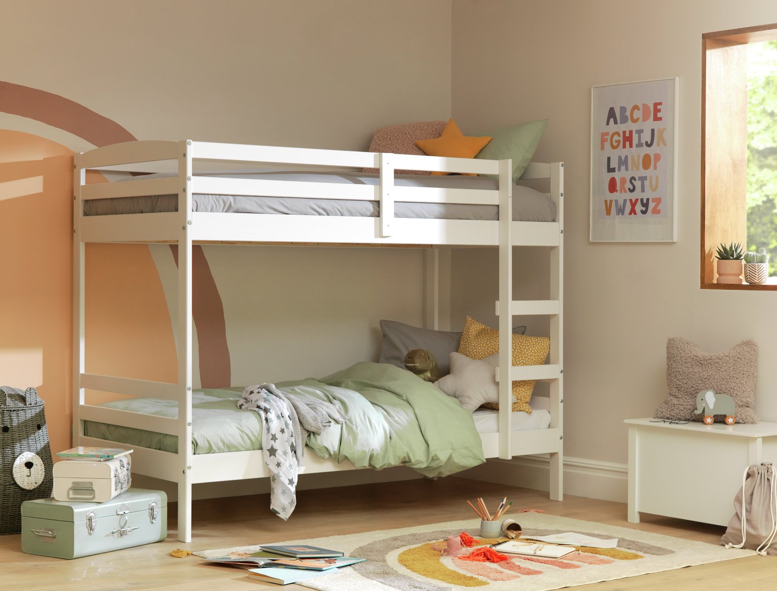 Habitat Josie Bunk Bed and 2 Kids Mattresses - White