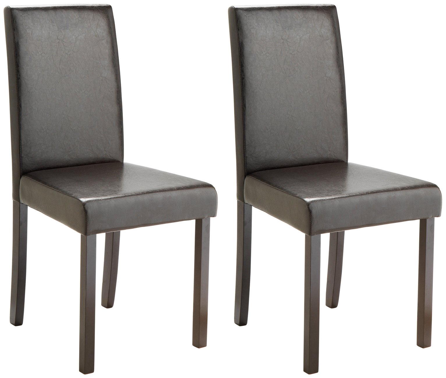 Argos Home Pair of Leather Effect Mid Back Chairs - Black