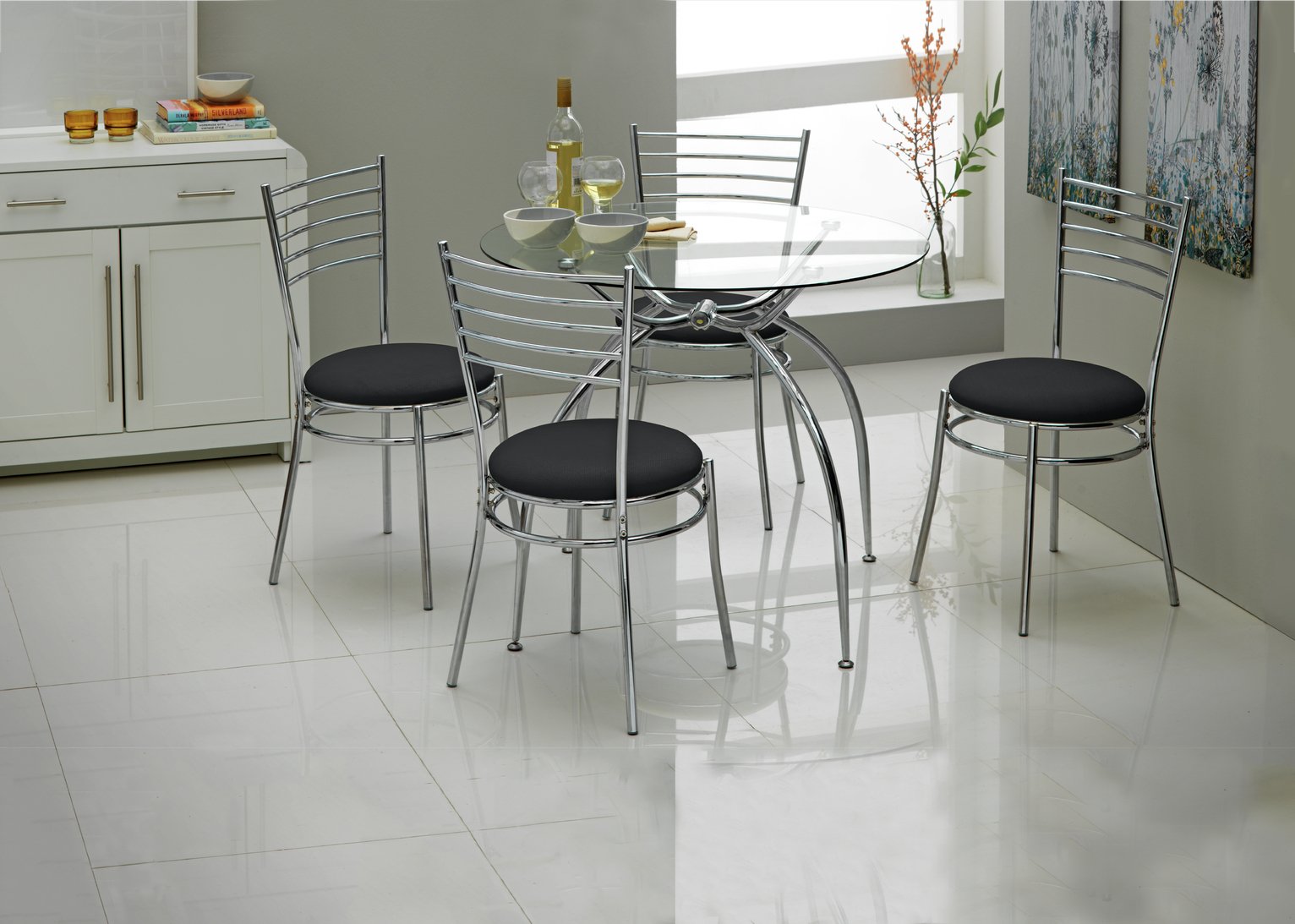 Argos Home Lusi Glass Dining Table & 4 Black Chairs Review