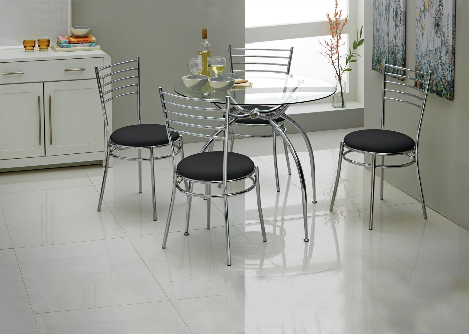 Argos Home Lusi Glass Dining Table & 4 Black Chairs Reviews Updated