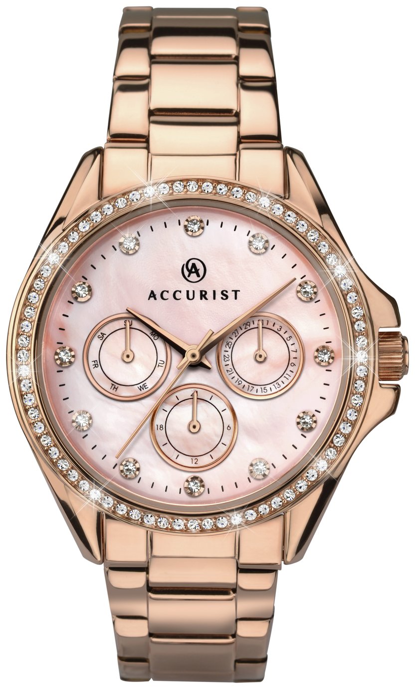 Accurist Ladies Rose Gold Plated Stainless Steel Watch