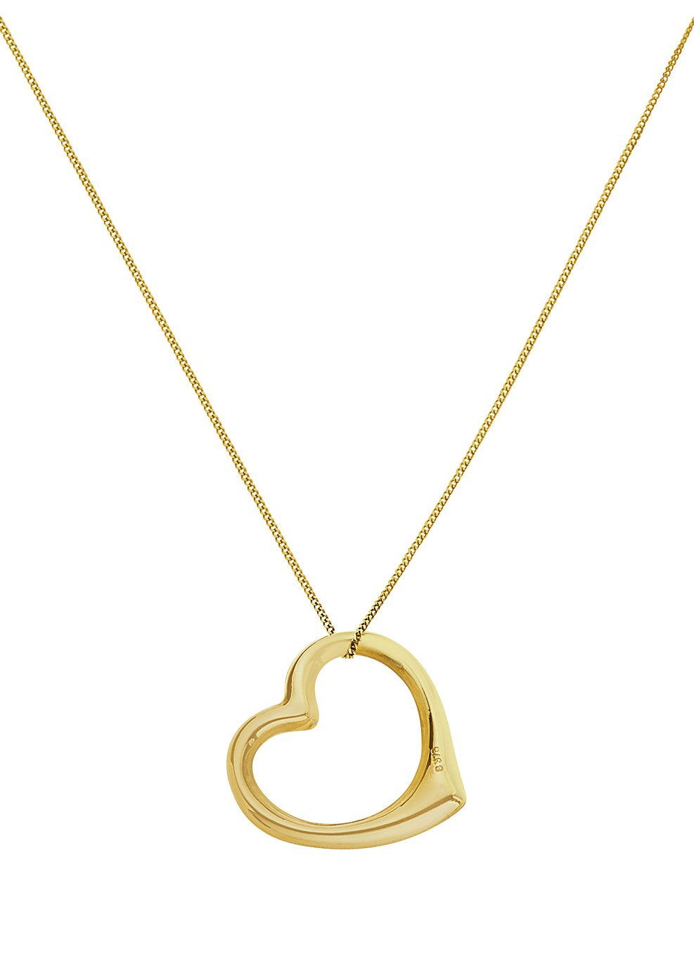 Revere 9ct Gold Floating Heart Pendant Necklace