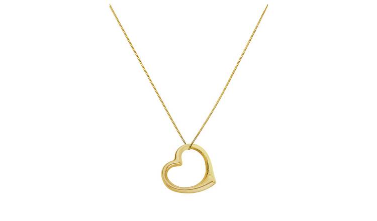 Buy Revere 9ct Gold Floating Heart Pendant Necklace | Womens necklaces ...