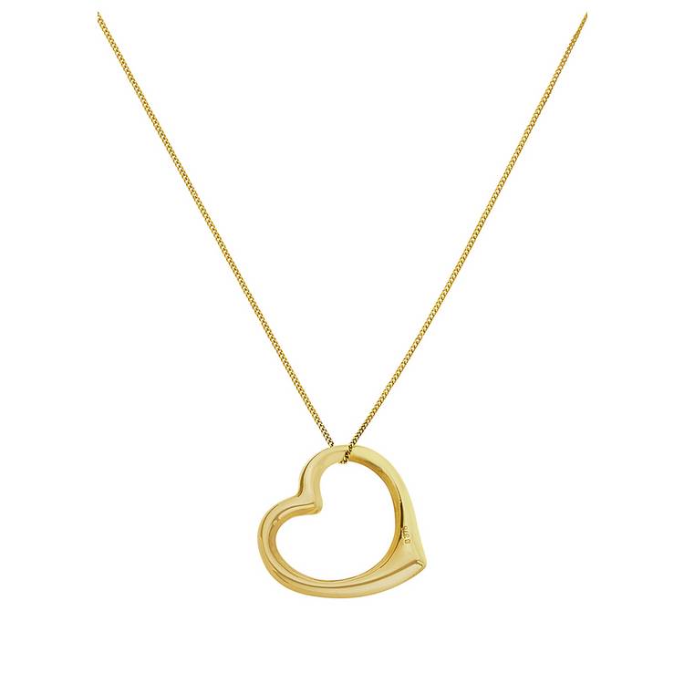 Revere 9ct Gold Floating Heart Pendant Necklace 0